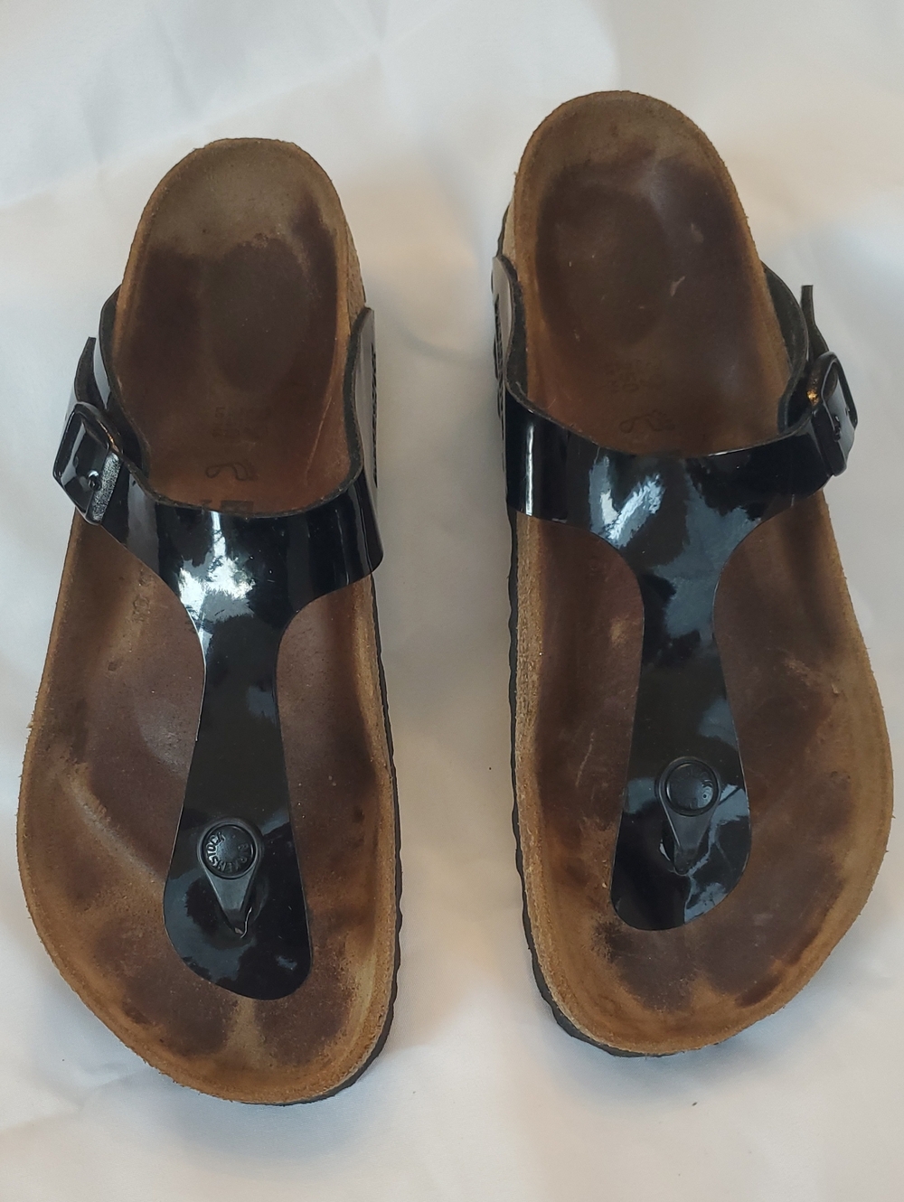 Birkenstock Black Patent Gizeh Thong Sandals Women's Sz9